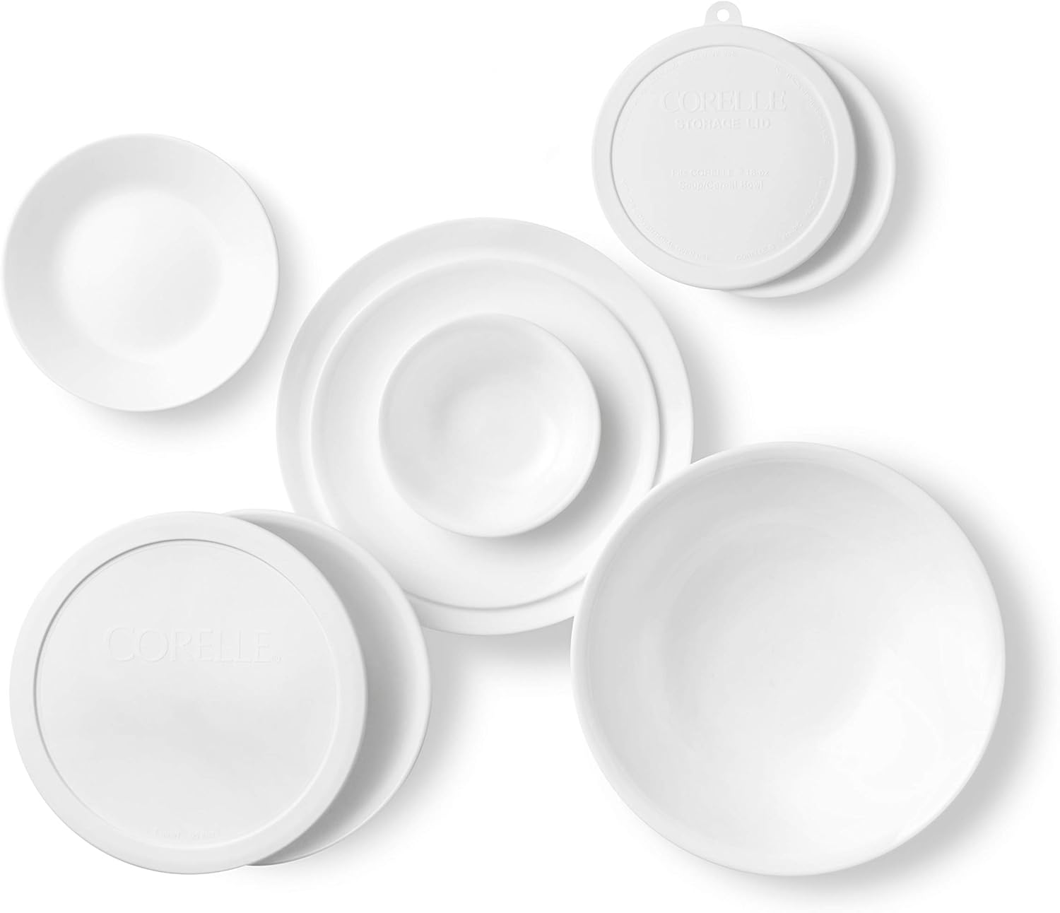 Vitrelle 78-Piece Service for 12 Dinnerware Set, Triple Layer Glass and Chip Resistant, Lightweight Round Plates and Bowls Set, Winter Frost White