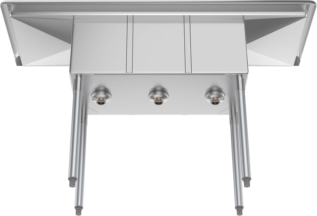 SC101410-12B3 3 Compartment Stainless Steel NSF Commercial Kitchen Sink with Right and Left Drainboards - Bowl Size 10" x 14" x 10", Silver