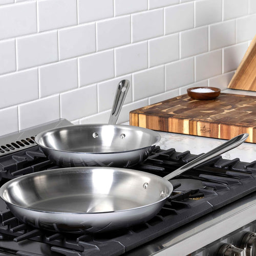 All-Clad D3® Stainless Steel 10 and 12 inch Frying Pans Set - Made in the USA- The Original Bonded Professional Cookware- Oven Safe & Induction Compatible